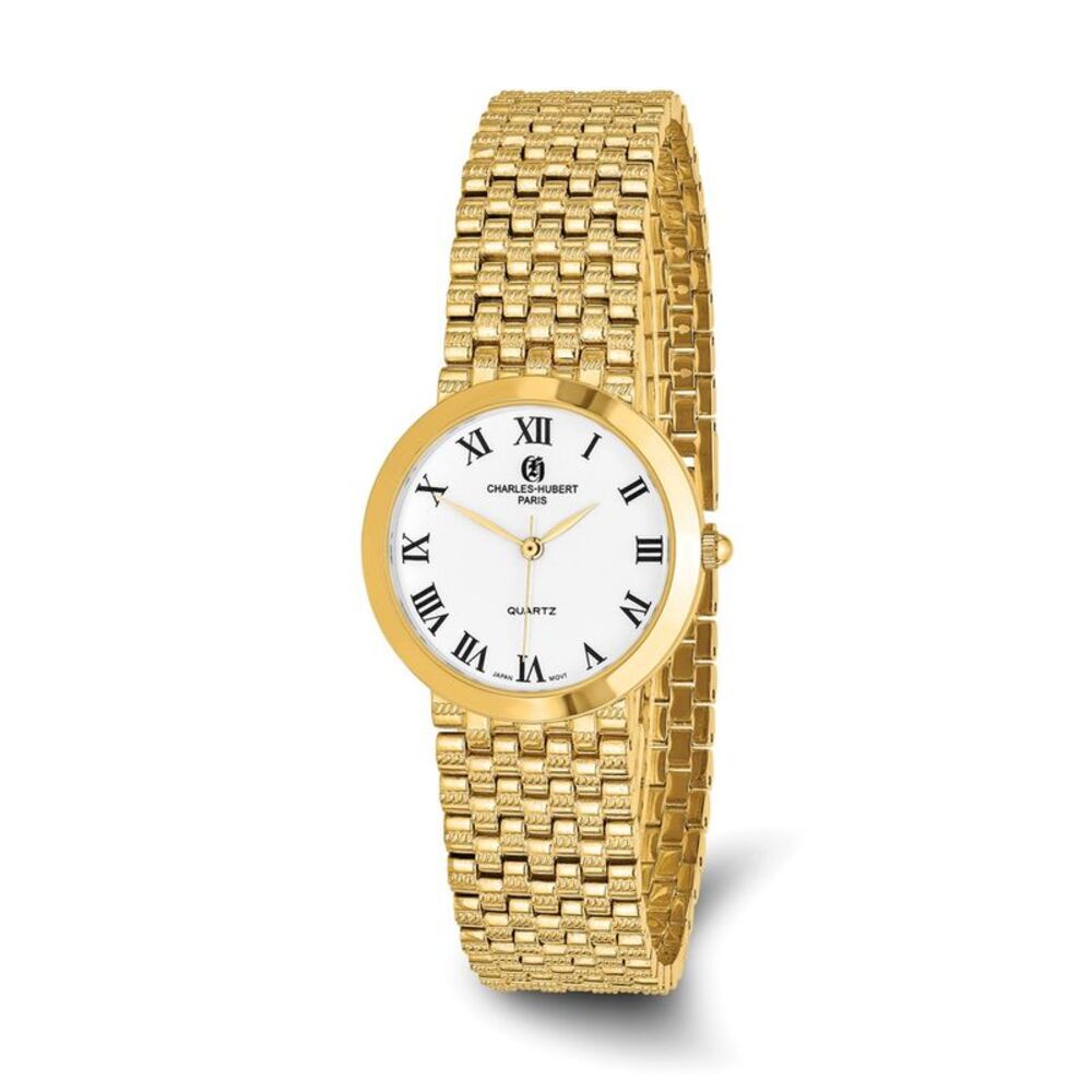 Charles Hubert Mens Satin Gold-Plated Watch